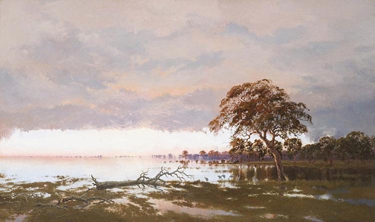 unknow artist The Flood on the Darling River oil painting picture